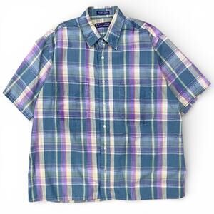 Vintage 90s Editions by Van Heusen Green Short Sleeve Plaid Button Up Shirt L